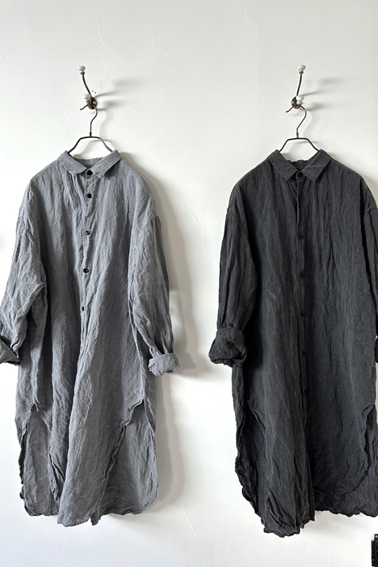 Wide shirt long (charcoal gray, charcoal black)